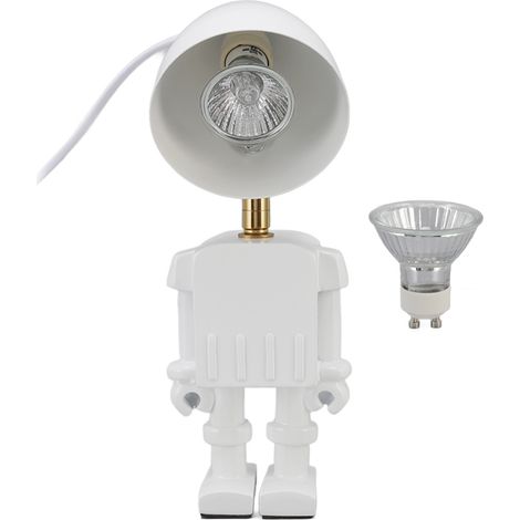Lampe chauffe-bougie de table en forme de robot, à intensité variable, avec ampoule GU10 35 W à lumière chaude (220 V) et prise européenne 110-240 V. (1/5)
