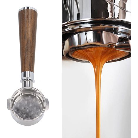 Poignée de cafetière De'Longhi EC0310 à deux anses, sans fond, en acier inoxydable, type A, finition palissandre noir, 51 mm (1/5)