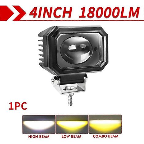 Projecteur de travail LED CO LIGHT 12D 4 pouces 12 V/24 V 4x4 tout-terrain 18 000 lm, ultra-lumineux, pour moto, voiture, camion, antibrouillard, 3 500 K/6 000 K (1 pièce) (1/5)