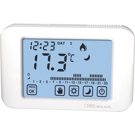 Orbis MIRUS TOUCH Bianco Cronotermostato touch screen settimanale a Batterie