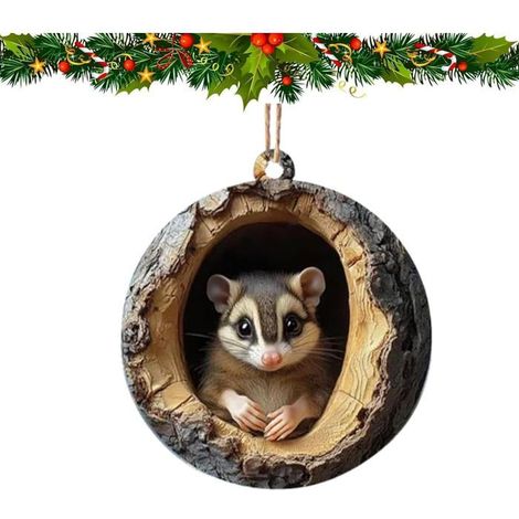 Décoration de Noël en acrylique 2D, forme hamster, à suspendre pour sapin et fêtes. (1/4)