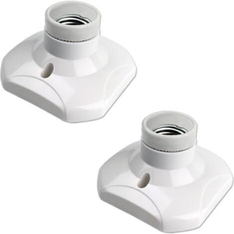 Douille de Plafonnier E27 à Vis pour Lampe Murale Intérieur, AC 230V, Support pour Ampoule LED, Base Plastique pour Plafond de Garage Atelier, Lot de 2 - Crezuo (1/4)