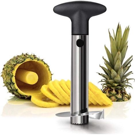 Descorazonador de piña de acero inoxidable, Cortador de piña, Pelador de piña, Herramienta KitchenAid, Desmontable, Fácil de limpiar, Negro (1/5)