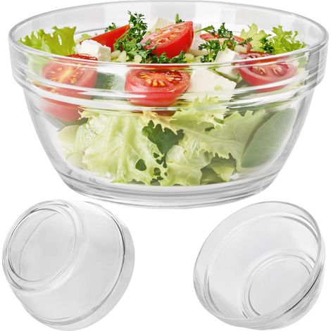 Ciotola per insalata in vetro sodico-calcico, diametro 17 cm, capacità inferiore a 1 litro, certificata CE/UE, adatta a molteplici usi (1/5)