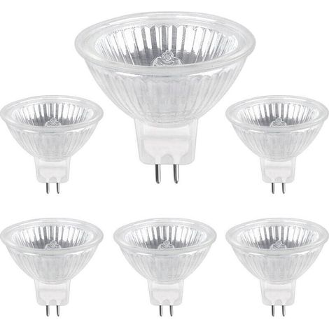 Bombilla halógena GU5.3 de 50 W y 220 V, 680 lm, luz blanca cálida, 2700 K, regulable, foco halógeno MR16, paquete de 6 (1/4)