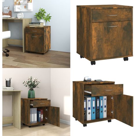Armoire roulante Chêne fumé 45x38x54 cm Bois d'ingénierie - Meuble De Rangement - Armoire Sur Roulette - Armoire Pour Bureau - Meuble Design - Commode - Home & Living (1/5)