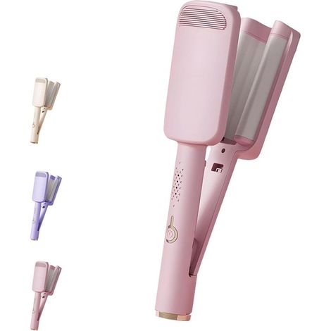 Ferro arricciacapelli in ceramica a triplo cilindro da 32 mm - Temperatura regolabile da 160°C a 220°C - Blocco da viaggio - Design anti-scottatura - Adatto a tutti i tipi di capelli - Rosa (1/5)