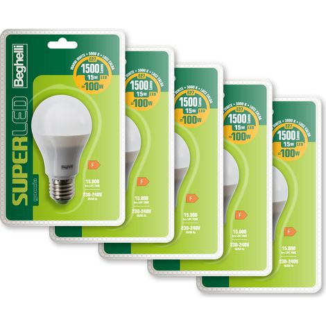 Ampoule LED E27 à lumière chaude, ampoule LED en forme de goutte d'eau 15 W, 1500 lm, 3000 K, lot de 5 de 1 ampoule (1/5)