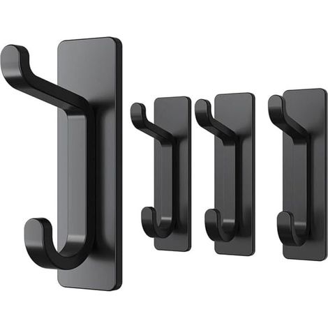 Ganci adesivi da parete, portasciugamani da bagno, portasciugamani da cucina, appendiabiti adesivo, accessori da parete, non richiede foratura, impermeabile, antiruggine, nero, p (1/4)