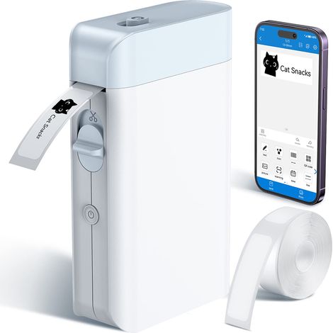 Imprimante d'étiquettes, étiqueteuse Bluetooth, mini étiqueteuse, imprimante d'étiquettes autocollantes, étiqueteuse pour la maison, la cuisine, l'école, le bureau et les petites entreprises avec un r (1/5)