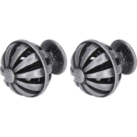 Lot de 2 poignées de tiroir oiseau en cage style chinois moderne, argent antique, en forme de boule ajourée, tiroir de cuisine, poignée créative à un trou (2 jeux par paquet). (1/5)