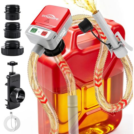 Pompe de Transfert de Carburant avec Arrêt Automatique,12L/min  12 V,3,2 GPM,Tête de Pompe de 28 mm,avec 4 Adaptateurs pour Réservoirs,Tuyau 130 cm,Alimentation par piles ou USB,Portable (1/5)