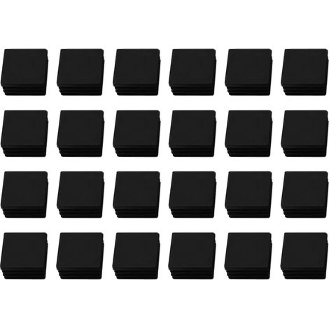 24 embouts carrés nervurés en plastique noir de 30 mm x 30 mm (1/5)