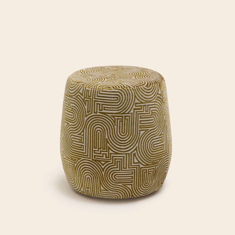 Pouf Ø43xH45 cm MADURA - Ecru et moutarde - LEAH