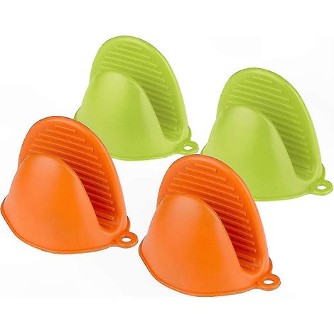 Set mit 4 hitzebeständigen Silikon-Ofenhandschuhen, Mini-Kochhandschuhen mit Anti-Rutsch-Funktion, flexibler und langlebiger Gebäckzange, hübsch und praktisch (1/4)