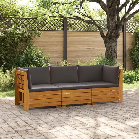 vidaXL Ensemble de canapés d'extérieur avec coussin 3 Pièce Marron