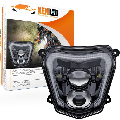 Phare à LED KTM Duke 690 & 690R 2012-2019 Homologué étanche canbus 66W Réel - XENLED - 3100Lms Plug&Play (1/5)