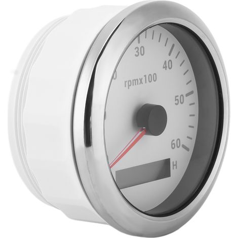 Compte-tours 85mm 3,35 pouces 0-6000 tr/min rétroéclairage multicolore réglable universel pour engins de chantier blanc (1/5)