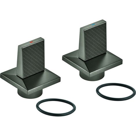 Grohe Griffpaar für Allure Brilliant M-Size mit Temperaturanzeige Rot/Blau, Hard Graphite gebürstet, 101333AL00 (1/2)