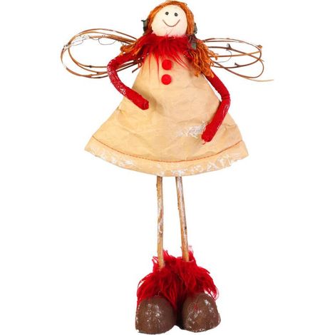 Angelo di Natale in materiali naturali, rosso, 38 cm (1/2)