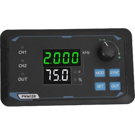 Générateur de signal PWM à 2 canaux 1 Hz-150 kHz 0-360 degrés, phase réglable, onde d'impulsion carrée, cycle de service, compteur de fréquence avec fonction de stockage (1/5)
