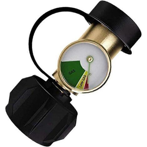 Compteur de pression pour gaz propane avec adaptateur en laiton - Jauge de niveau réservoir propane, connecteur universel pour vérificateur de gaz. (1/4)