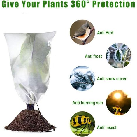 Housses Protection Gel Plantes 100x120cm Couvertures Hivernales Extérieur Réutilisables Sac Cordon Anti Froid (1/3)
