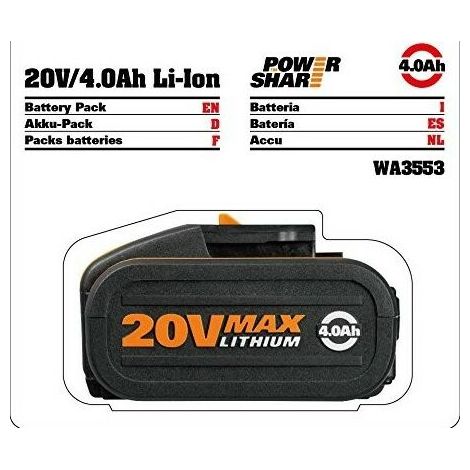 WA3553 - Batería de litio de 20 V 4 Ah