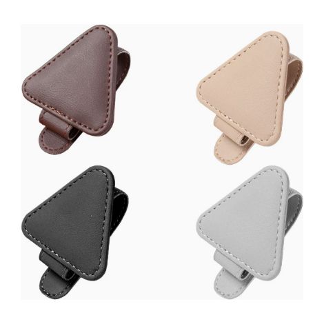 4 Pièces Porte-Lunettes de Voiture Magnétique en Simili Cuir en 4 Couleurs, Clip Universel Résistant aux Rayures pour Lunettes de Soleil et Cartes, Conception Triangulaire (1/5)