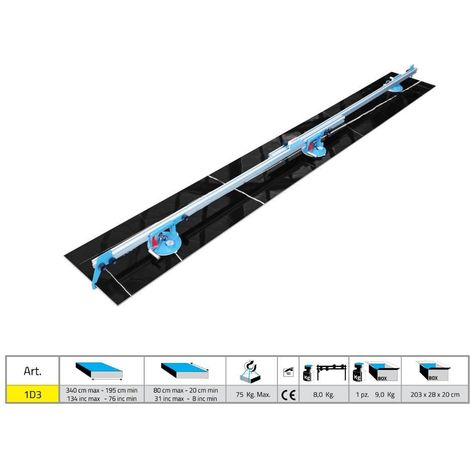 Sigma – Kera-lift ventouse 340x100 cm – Charge max 75 kg – Système d'activation rapide Pro-Grip – Pour matériaux rugueux