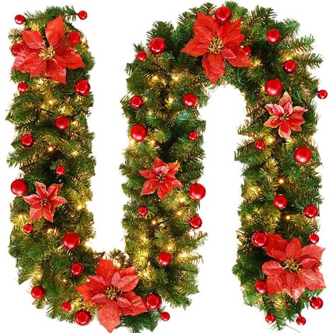 1 Guirlande de Noël 270 cm avec LED, décoration intérieure et extérieure, pour cheminée et escalier (1/5)