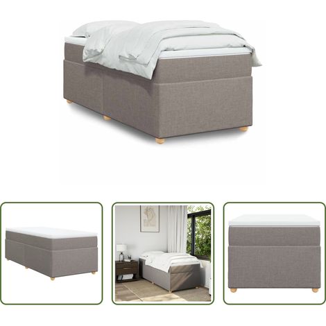vidaXL Surmatelas -  Sommier à lattes de lit avec matelas Taupe 90x200 cm Tissu (1/5)