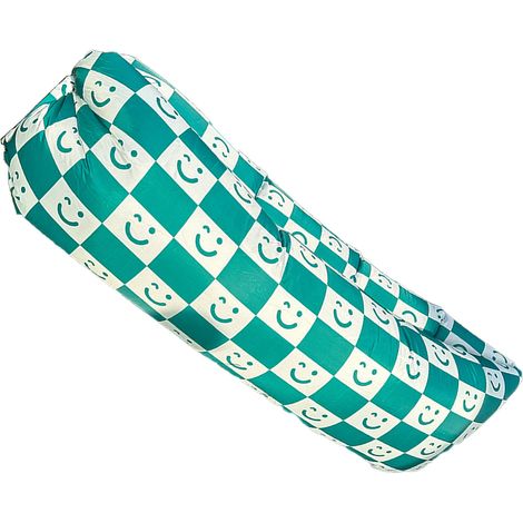 Fauteuil gonflable portable et pliable en fibre de polyester, confortable et résistant, idéal pour la randonnée, les pique-niques et les festivals de musique. Motif smiley pointu, 170 x 80 cm / 66,9 x (1/4)