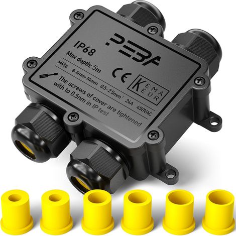 Boîte de dérivation étanche IP68 - Boîte de Jonction - Boîtier de raccordement électrique 4 voies pour câble de Ø4-14mm - Connecteurs de Câbles Étanches,Parfait pour câble extérieur (1/5)