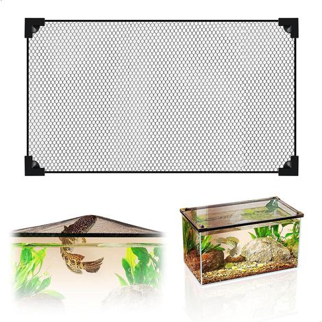 Couverture de Filet Anti-Saut pour Aquarium, en Maille Anti-Saut, Écran D'aquarium Couvercle Supérieur Filet Anti-évasion, Empêcher Poissons, Reptiles (80 X 40 CM) (1/5)