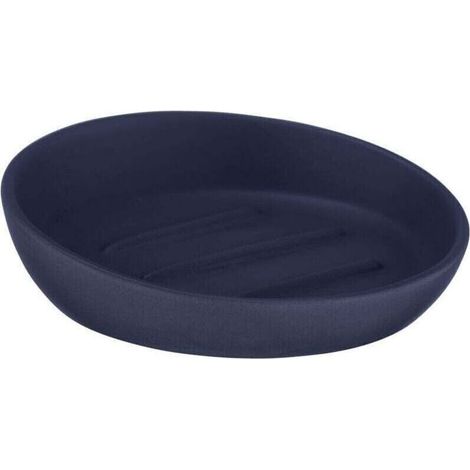 Porte-savon Badi bleu, idéal pour le gel douche sans emballage ou du shampooing solide, en céramique de haute qualité, surface mate, coupelle à savon au design simple et discret, Ø 11,5 x 3 cm (1/2)