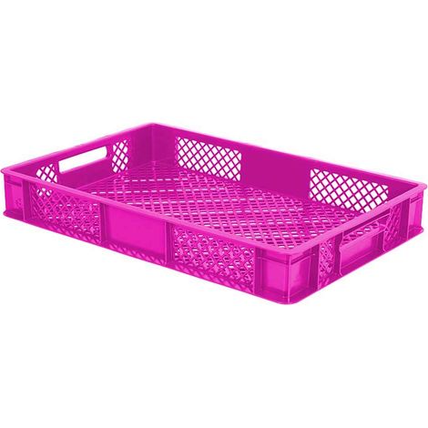 BRB 156 Stück Eurobehälter durchbrochen/Bäckerkiste, LxBxH 600x400x90 mm, PE-HD, lebensmittelecht, Palettenware (pink)