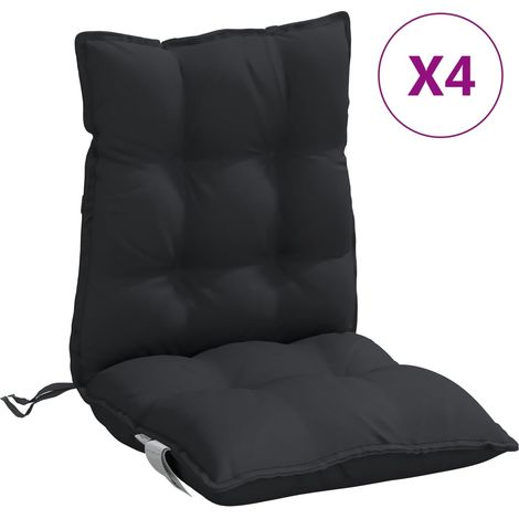 Coussins de chaise à dossier bas lot de 4 noir tissu oxford (1/5)