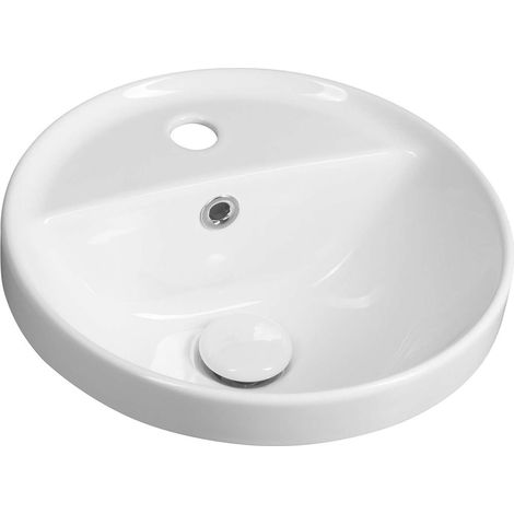 Sapho Waschtische und Waschbecken - Waschbecken, Durchmesser 38 cm, mit Überlauf, Hahnloch, weiß TU0652