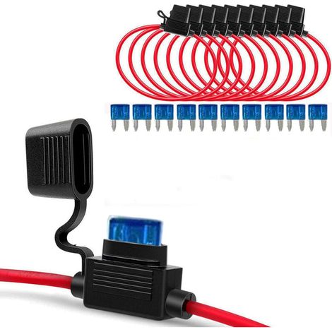 10 Pièces Porte Fusible Lame Enfichable Étanche 12AWG avec Fil 32V Support pour Automobile