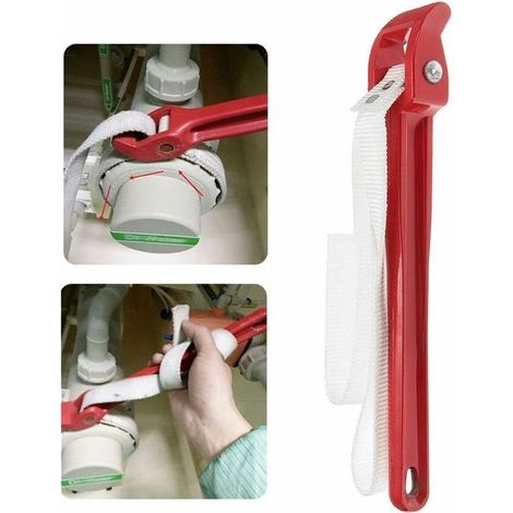 1 clé à sangle standard, clé à molette réglable de 30,5 cm, outil de retrait universel de filtre à huile, longueur 82 cm, poignée 30 cm (rouge)