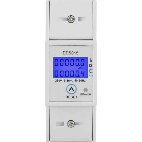 Green Mobility-1 pièce 580A 230V 50Hz compteur d'énergie électrique monophasé rétroéclairage LCD, DDS015 compteur d'énergie électrique monté sur rail DIN, compteur d'énergie électrique Watt (1/5)