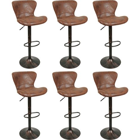 Set di 6 sgabelli da bar, eleganti sgabelli da bancone, sedie da cucina con poggiapiedi schienale, sedie da pranzo, regolabili in altezza, girevoli, per bar cucina e casa (1/5)