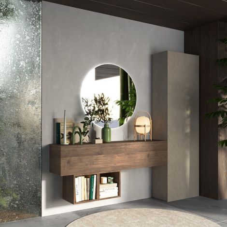 Mobile ingresso moderno sospeso in legno con anta armadio Infinity 62 - Beige (1/2)