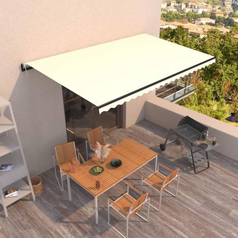 Auvent de Balcon Anti-Soleil - rétractable automatique - Auvent de jardin terrasse bistro - 500x350 cm Crème Chic-440981 (1/5)
