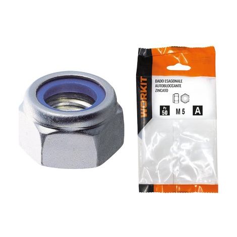 DADO ESAGONALE AUTOBLOCCANTE ALTO SELF WORKIT - ZINCATO M 10 CF=PZ 8- 5 confezioni