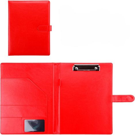 1 Porte-bloc professionnel avec presse-papiers, classeur en similicuir, porte-bloc-notes A4/Lettre, CV, bloc-notes, organisateur idéal pour les réunions professionnelles, rouge (1/5)