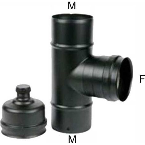 Codo T de acero inoxidable 8 Mfm tapón negro pellet 300 Maral