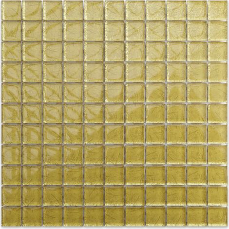 Ilcom mosaico in vetro su rete per bagno e cucina  30cm x 30cm - Crushed gold (1/3)