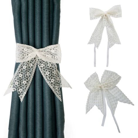 Attaches de rideaux à motif de branches fleuries et de flocons de neige, nœuds papillon, H Ape, sans perçage, dentelle douce, décoration intérieure, lot de 3 (1/5)
